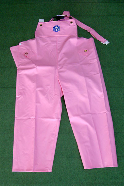 新しく着き 水産合羽胸つきズボンSSサイズ ピンク